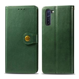 For OPPO Reno3 A Solid Color Leather Buckle Phone Case with Lanyard & Photo Frame & Card Slot & Wallet & Stand Function(Green)