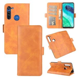 For Motorola Moto G8 Dual-side Magnetic Buckle Horizontal Flip Leather Case with Holder & Card Slots & Wallet(Yellow)