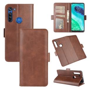 For Motorola Moto G8 Dual-side Magnetic Buckle Horizontal Flip Leather Case with Holder & Card Slots & Wallet(Brown)