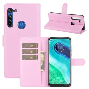 For Motorola Moto G8 Litchi Texture Horizontal Flip Protective Case with Holder & Card Slots & Wallet(Pink)