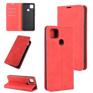 For Xiaomi Redmi 9C Retro-skin Business Magnetic Suction Leather Case with Holder & Card Slots & Wallet(Red)
