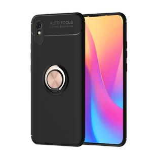 For Xiaomi Redmi 9A Metal Ring Holder 360 Degree Rotating TPU Case(Black+Rose Gold)