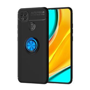 For Xiaomi Redmi 9C Metal Ring Holder 360 Degree Rotating TPU Case(Black+Blue)