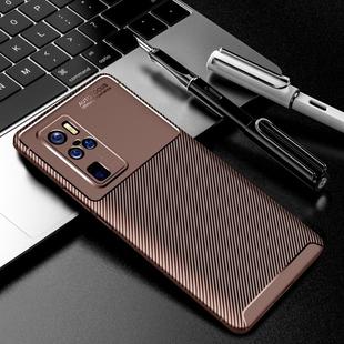 For vivo X50 Pro+ Carbon Fiber Texture Shockproof TPU Case(Brown)