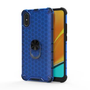 For Xiaomi Redmi 9A Shockproof Honeycomb PC + TPU Ring Holder Protection Case(Blue)