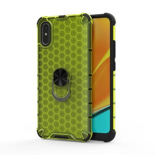For Xiaomi Redmi 9A Shockproof Honeycomb PC + TPU Ring Holder Protection Case(Green)