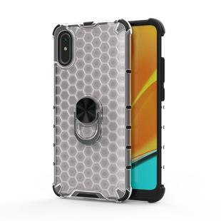 For Xiaomi Redmi 9A Shockproof Honeycomb PC + TPU Ring Holder Protection Case(White)