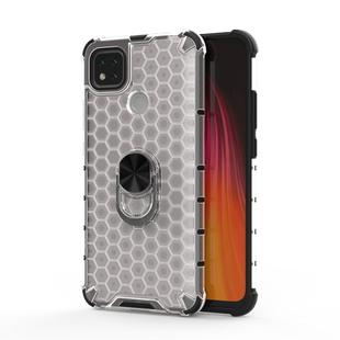 For Xiaomi Redmi 9C Shockproof Honeycomb PC + TPU Ring Holder Protection Case(White)