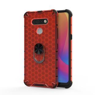 For LG Stylo 6 Shockproof Honeycomb PC + TPU Ring Holder Protection Case(Red)