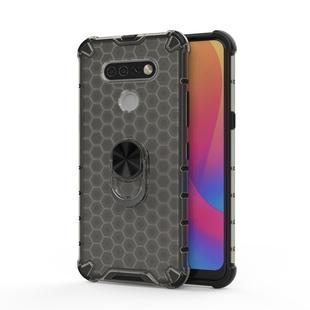For LG K51 Shockproof Honeycomb PC + TPU Ring Holder Protection Case(Grey)