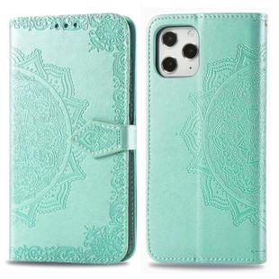 For iPhone 12 Pro Max Halfway Mandala Embossing Pattern Horizontal Flip Leather Case with Holder & Card Slots & Wallet & Lanyard(Green)