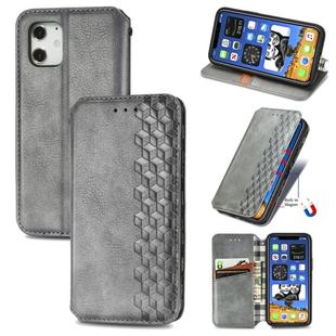 For iPhone 12 Pro Max Cubic Grid Pressed Horizontal Flip Magnetic PU Leather Case with Holder & Card Slots & Wallet(Grey)