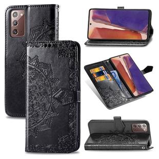 For Samsung Galaxy Note20 Halfway Mandala Embossing Pattern Horizontal Flip Leather Case with Holder & Card Slots & Wallet & Lanyard(Black)