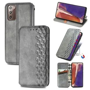 For Samsung Galaxy Note 20 Cubic Grid Pressed Horizontal Flip Magnetic PU Leather Case with Holder & Card Slots & Wallet(Grey)