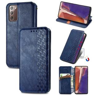 For Samsung Galaxy Note20 Ultra Cubic Grid Pressed Horizontal Flip Magnetic PU Leather Case with Holder & Card Slots & Wallet(Blue)