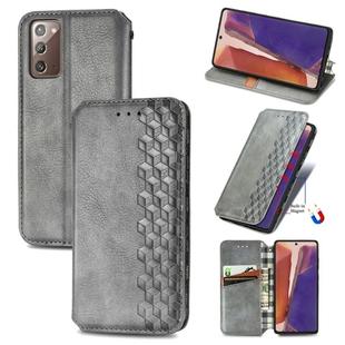 For Samsung Galaxy Note20 Ultra Cubic Grid Pressed Horizontal Flip Magnetic PU Leather Case with Holder & Card Slots & Wallet(Grey)