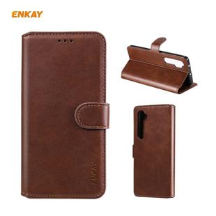 For Xiaomi Mi Note 10 Lite ENKAY Hat-Prince ENK-PUC014 Horizontal Flip Leather Case with Holder & Card Slots & Wallet(Brown)
