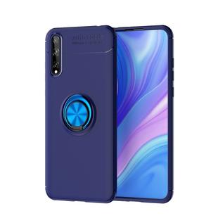 For Huawei Enjoy 10s Metal Ring Holder 360 Degree Rotating TPU Case(Blue+Blue)