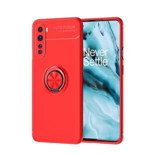 For OnePlus Nord Metal Ring Holder 360 Degree Rotating TPU Case(Red+Red)