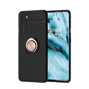 For OnePlus Nord Metal Ring Holder 360 Degree Rotating TPU Case(Black+Rose Gold)