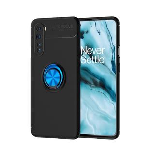 For OnePlus Nord Metal Ring Holder 360 Degree Rotating TPU Case(Black+Blue)