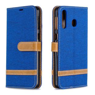 Color Matching Denim Texture Leather Case for Galaxy  M30, with Holder & Card Slots & Wallet & Lanyard(Royal Blue)