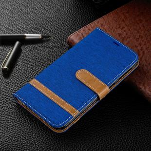 Color Matching Denim Texture Leather Case for Galaxy  M10, with Holder & Card Slots & Wallet & Lanyard(Royal blue)