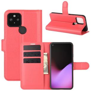 For Google Pixel 5 XL  Litchi Texture Horizontal Flip Protective Case with Holder & Card Slots & Wallet(Red)