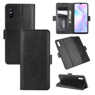 For Xiaomi Redmi 9A Dual-side Magnetic Buckle Horizontal Flip Leather Case with Holder & Card Slots & Wallet(Black)