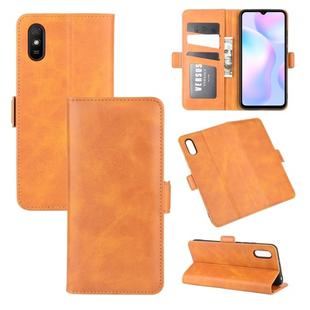 For Xiaomi Redmi 9A Dual-side Magnetic Buckle Horizontal Flip Leather Case with Holder & Card Slots & Wallet(Yellow)