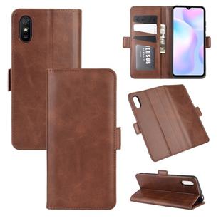 For Xiaomi Redmi 9A Dual-side Magnetic Buckle Horizontal Flip Leather Case with Holder & Card Slots & Wallet(Brown)