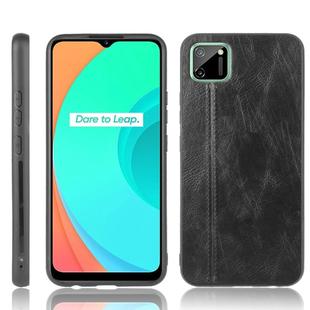 For Oppo Realme C11 Shockproof Sewing Cow Pattern Skin PC + PU + TPU Case(Black)