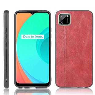 For Oppo Realme C11 Shockproof Sewing Cow Pattern Skin PC + PU + TPU Case(Red)