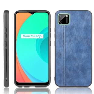 For Oppo Realme C11 Shockproof Sewing Cow Pattern Skin PC + PU + TPU Case(Blue)