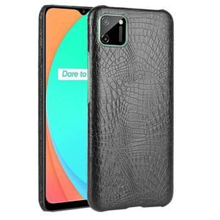 For Oppo Realme C11 Shockproof Crocodile Texture PC + PU Case(Black)