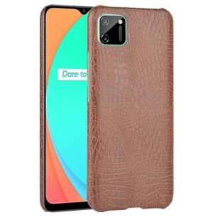 For Oppo Realme C11 Shockproof Crocodile Texture PC + PU Case(Brown)