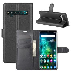 For TCL 10 Pro Litchi Texture Horizontal Flip Protective Case with Holder & Card Slots & Wallet(Black)