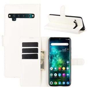 For TCL 10 Pro Litchi Texture Horizontal Flip Protective Case with Holder & Card Slots & Wallet(White)