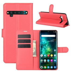 For TCL 10 Pro Litchi Texture Horizontal Flip Protective Case with Holder & Card Slots & Wallet(Red)