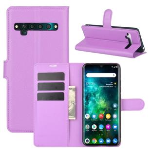 For TCL 10 Pro Litchi Texture Horizontal Flip Protective Case with Holder & Card Slots & Wallet(Purple)