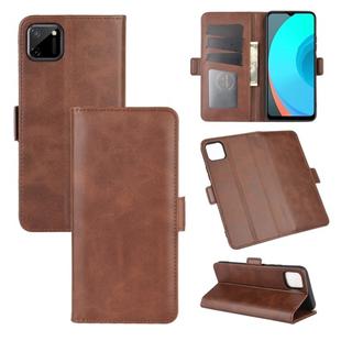 For OPPO Realme C11 Dual-side Magnetic Buckle Horizontal Flip Leather Case with Holder & Card Slots & Wallet(Brown)