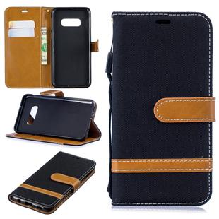 Color Matching Denim Texture Leather Case for Galaxy  S10e , with Holder & Card Slots & Wallet & Lanyard(Black)
