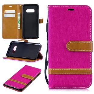 Color Matching Denim Texture Leather Case for Galaxy  S10e , with Holder & Card Slots & Wallet & Lanyard(Rose red)