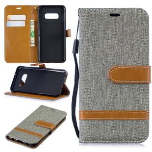 Color Matching Denim Texture Leather Case for Galaxy  S10e , with Holder & Card Slots & Wallet & Lanyard(Gray)