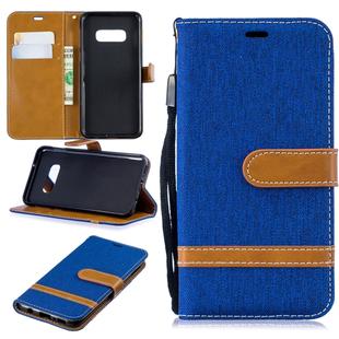 Color Matching Denim Texture Leather Case for Galaxy  S10e , with Holder & Card Slots & Wallet & Lanyard(Royal blue)