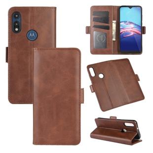 For Motorola Moto E 2020 Dual-side Magnetic Buckle Horizontal Flip Leather Case with Holder & Card Slots & Wallet(Brown)