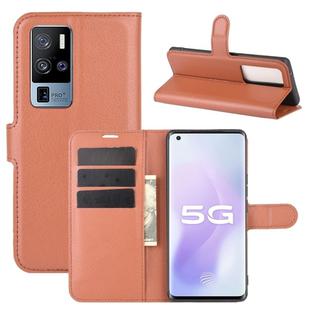 For Vivo X50 Pro+ Litchi Texture Horizontal Flip Protective Case with Holder & Card Slots & Wallet(Brown)