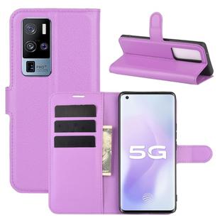 For Vivo X50 Pro+ Litchi Texture Horizontal Flip Protective Case with Holder & Card Slots & Wallet(Purple)