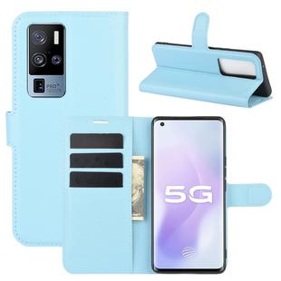 For Vivo X50 Pro+ Litchi Texture Horizontal Flip Protective Case with Holder & Card Slots & Wallet(Blue)