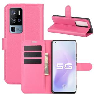 For Vivo X50 Pro+ Litchi Texture Horizontal Flip Protective Case with Holder & Card Slots & Wallet(Rose red)